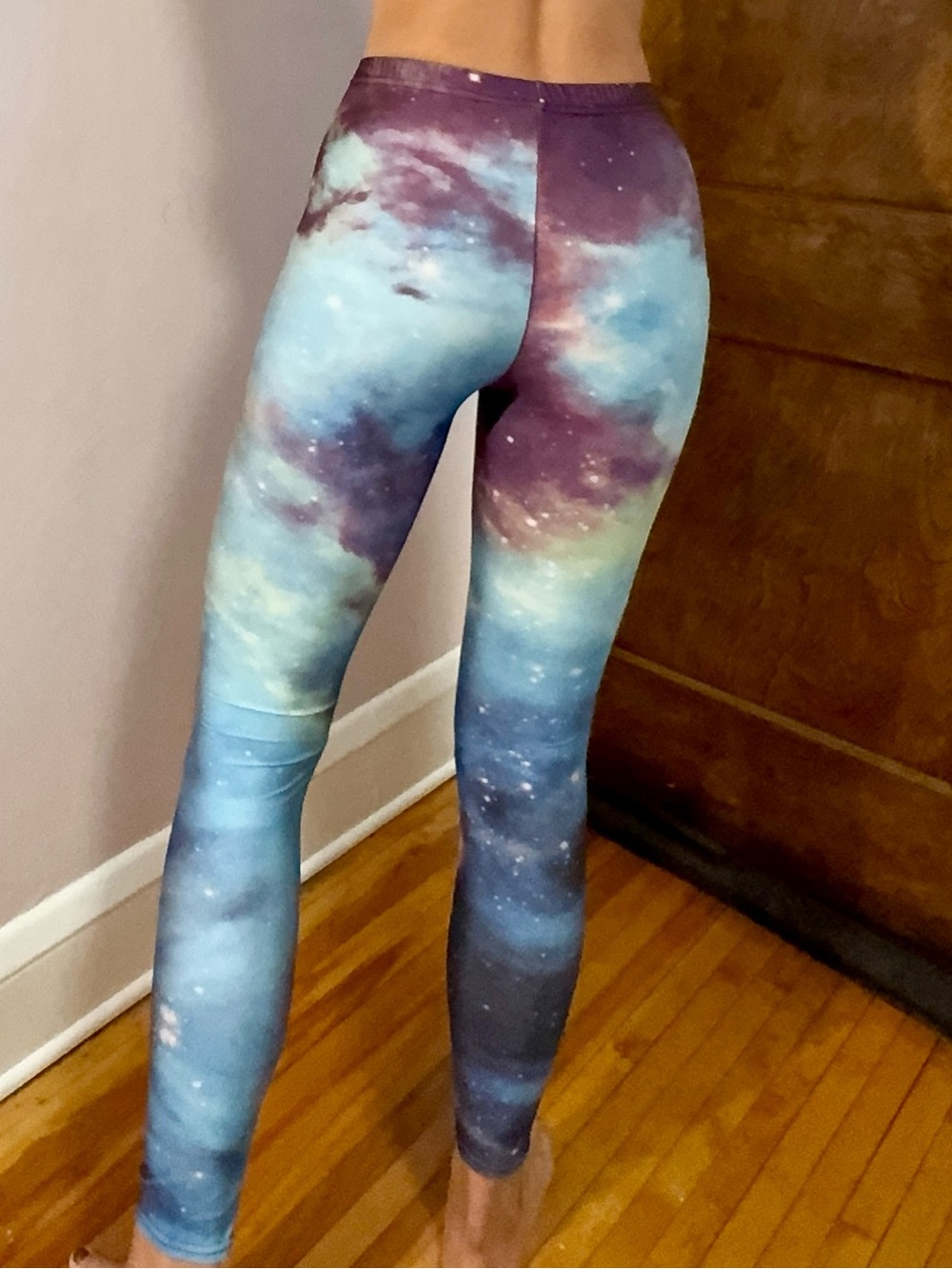 Cosmic Galaxy Print Leggings - Purple & Blue